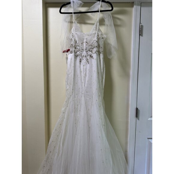 Mac Duggal 50666 Embellished Sleeveless Bow Detail Mermaid Gown Sz 16 NWT White - Picture 5 of 6